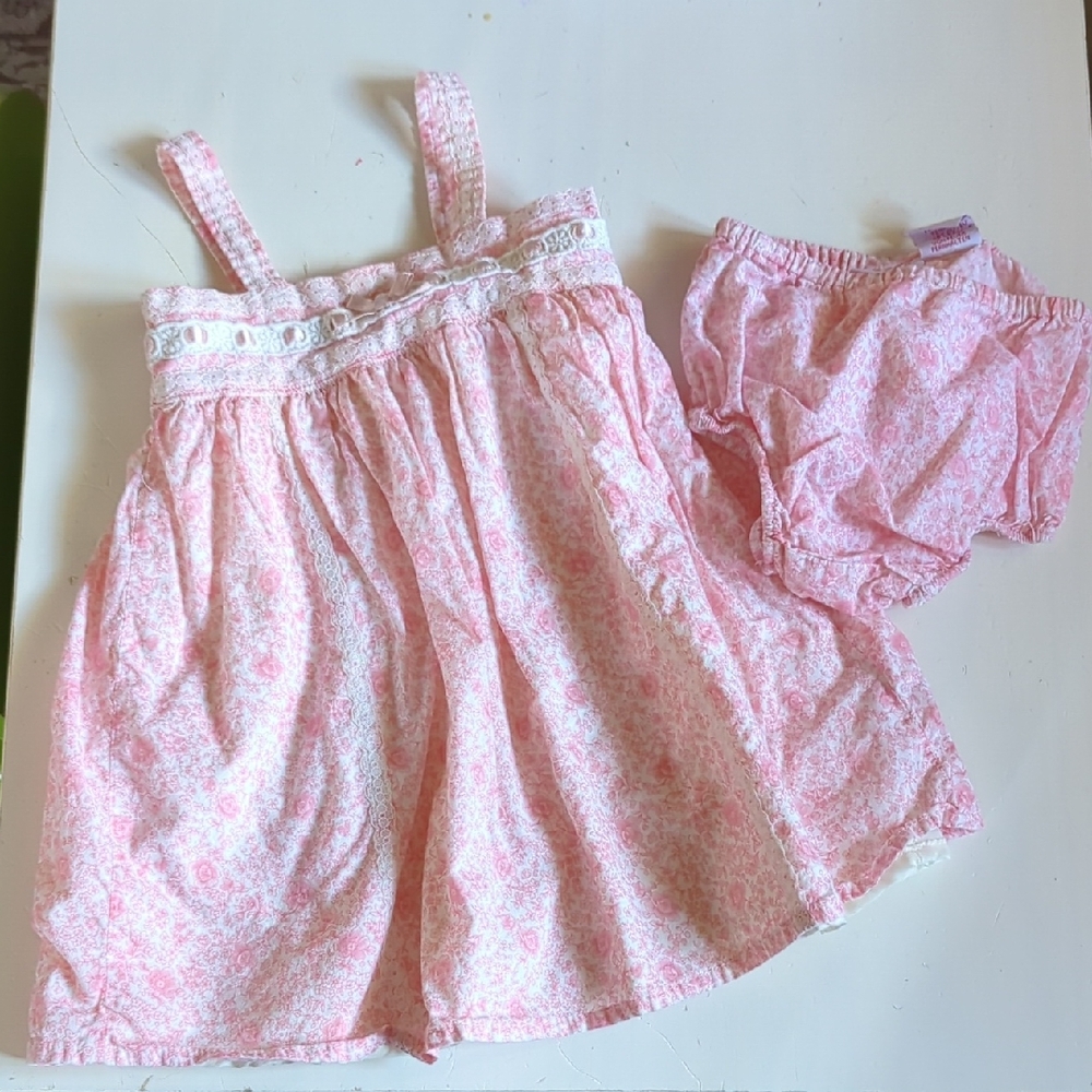 Piper & Posie Pink Floral Toddler Dress Set 12 Months